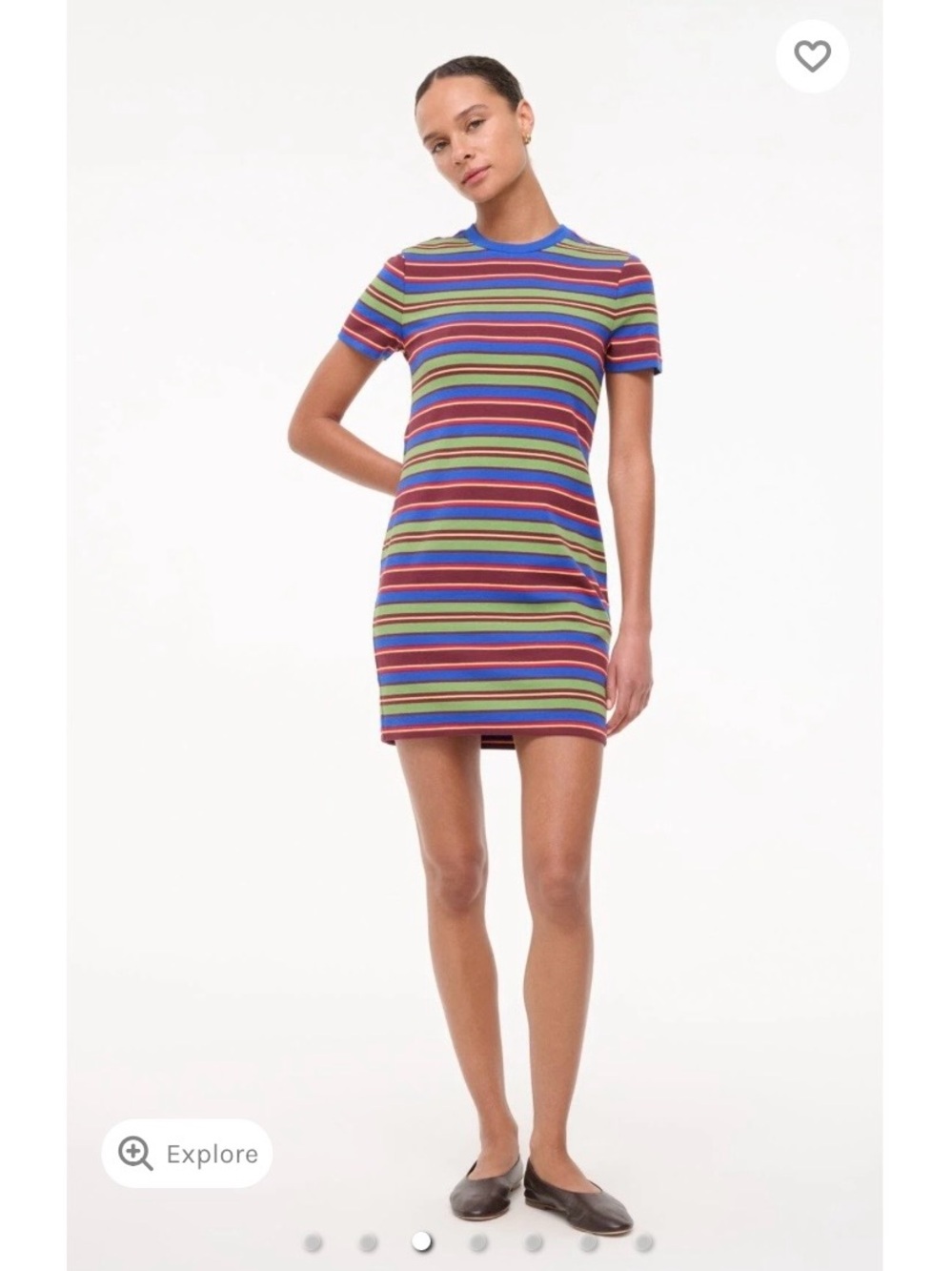 STAUD Short Sleeve Mini Dress in Spectrum Stripe